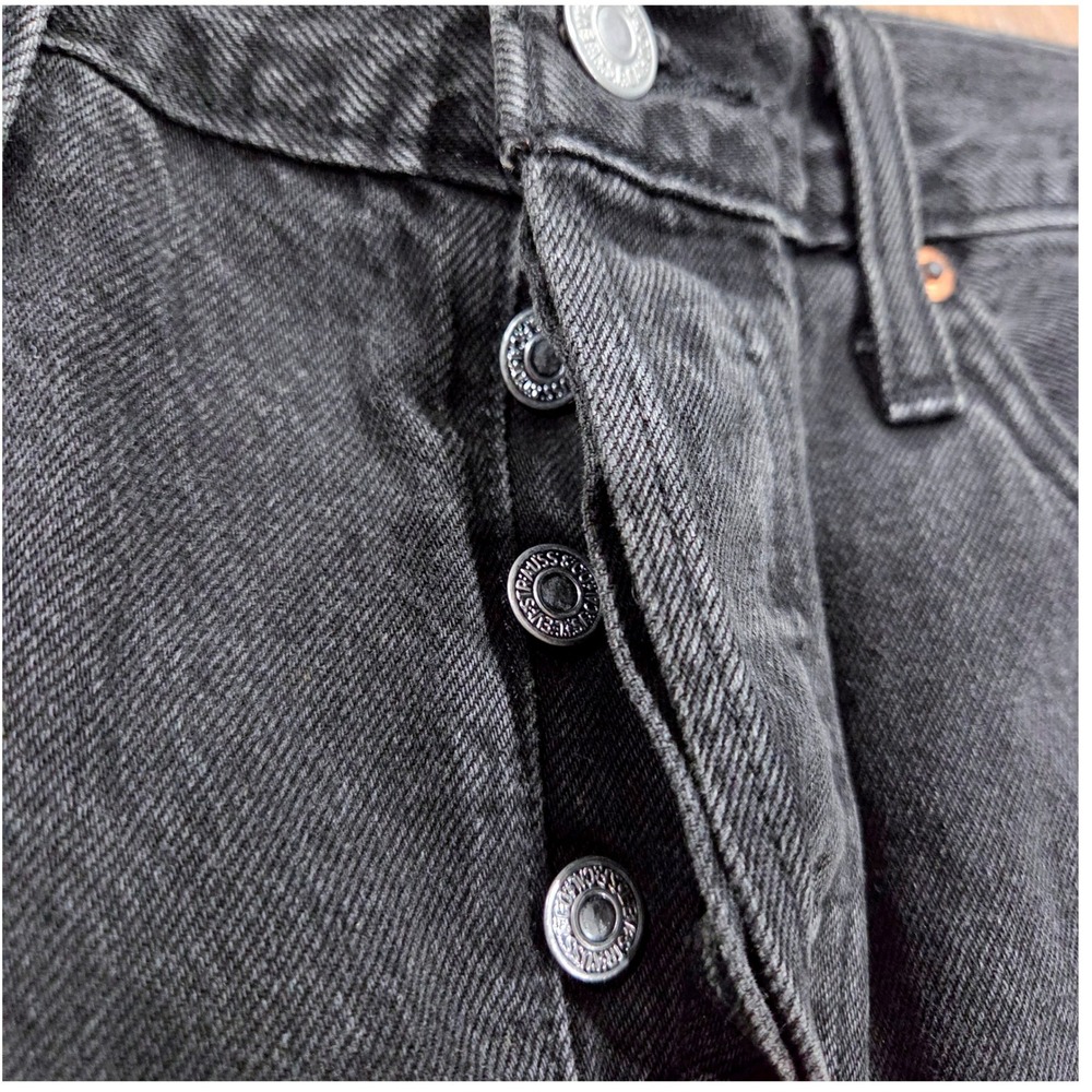 Levis 501 Original High Rise Cut Off Denim Shorts Washed Black W30 - Picture 4 of 5
